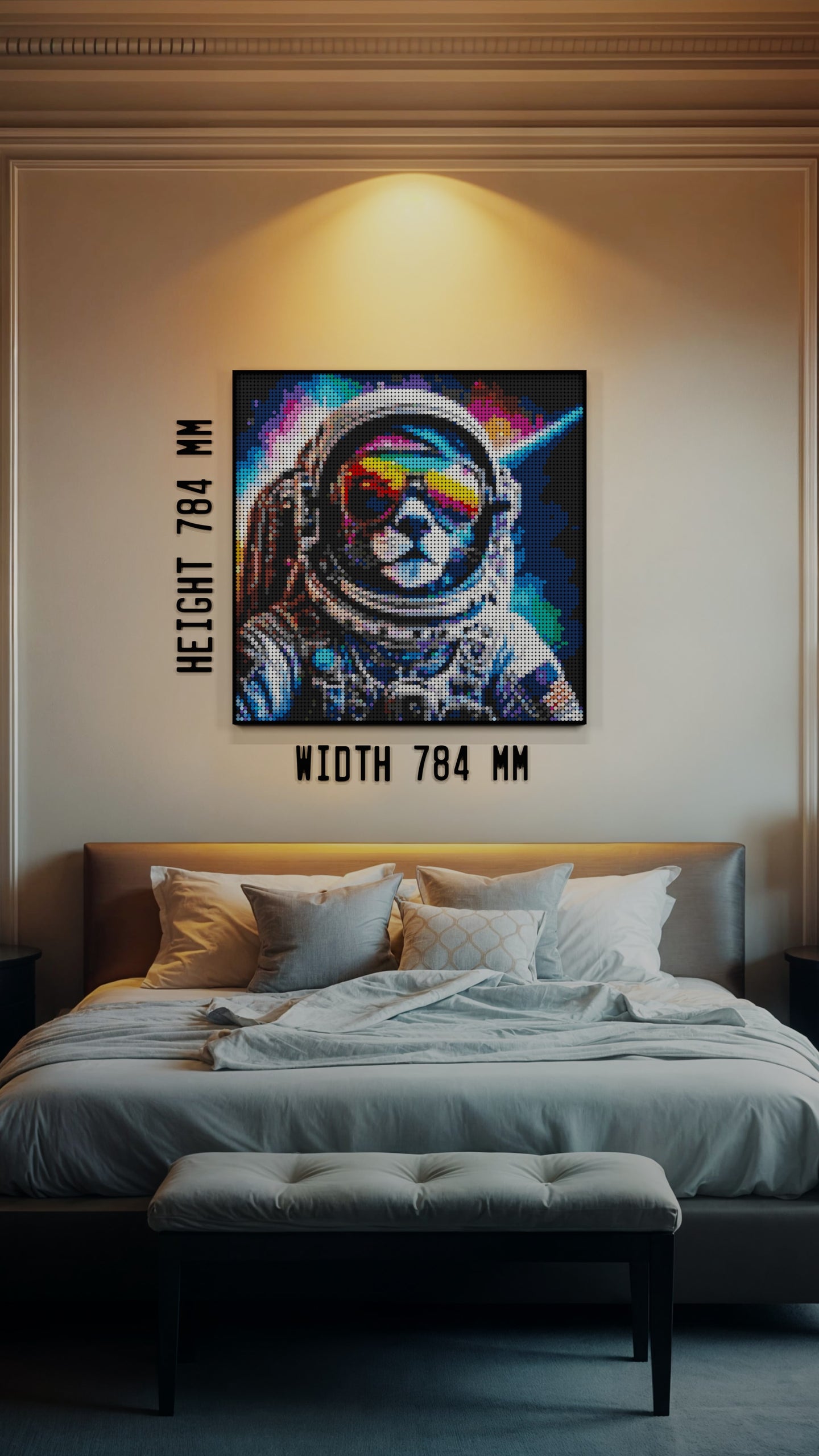 Purrsuit of Space LEGO® Style mosaic kit with clear building instructions